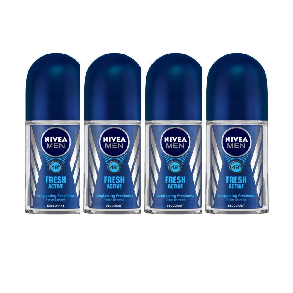 Nivea Deo Fresh Active Roll On for Men, 50 ml (Pack of 4) Nivea Deo Fresh Active Roll On for Men, 50 ml (Pack of 4) - 12.5 ml (Pack of 4)