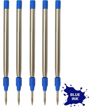 UJJi Blue Ink Long Metal Jotter for All Brand Pen Refill (Pack of 5, Blue Ink)