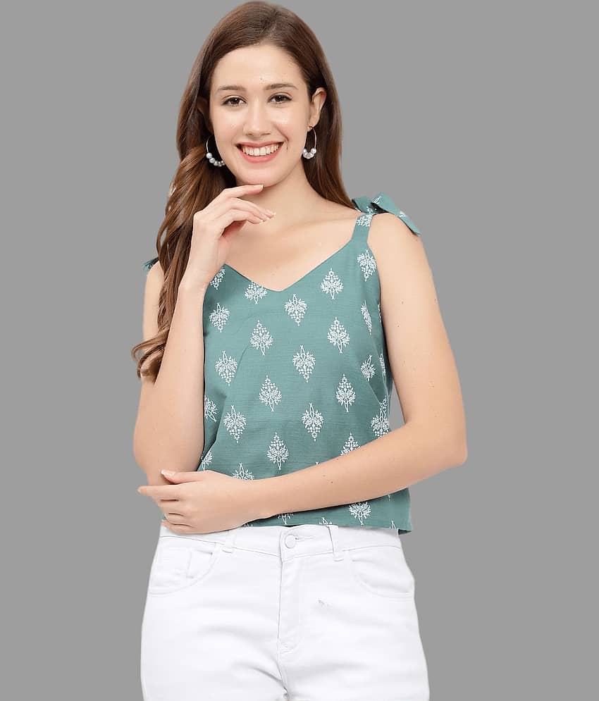 GALWIZ Women's Cotton A-Line Top ( Green )