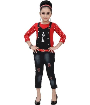 Arshia Fashions Pack of 1 Girls Denim Top With Dungaree ( Pink )