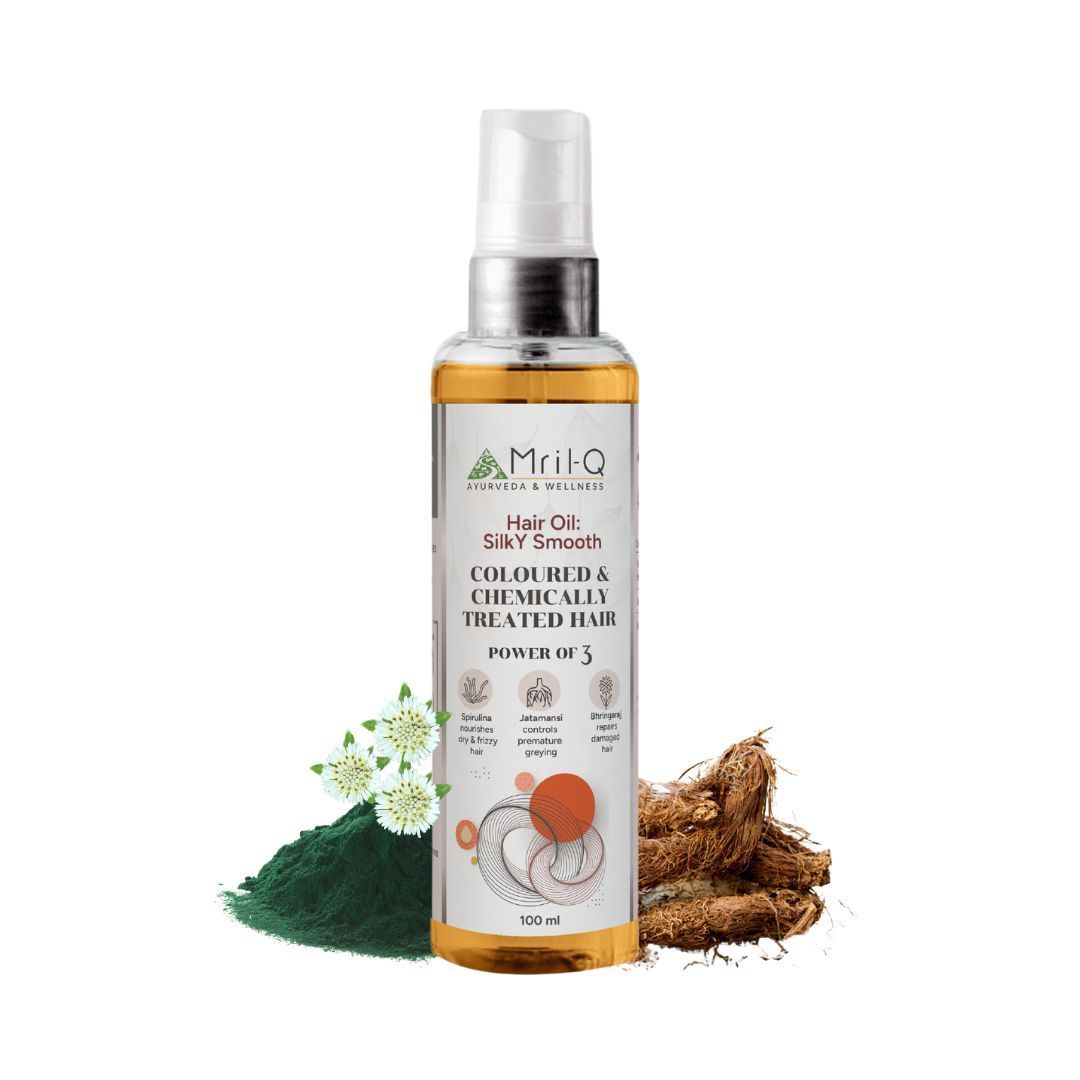MrilQ Silky Smooth | Hair Oil | Nourishes & Strengthens Hair | Dry frizzy damaged & chemically treated hair