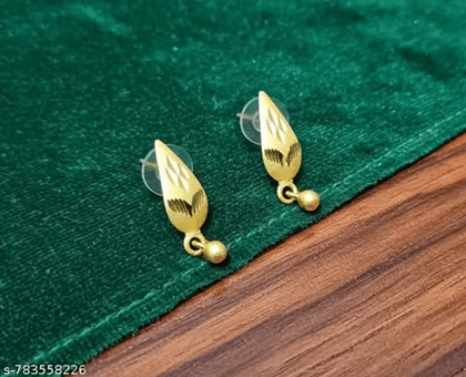 Trendy Gold Tone Leaf Drop Stud Earrings for Girls & Women | Party & Casual Wear