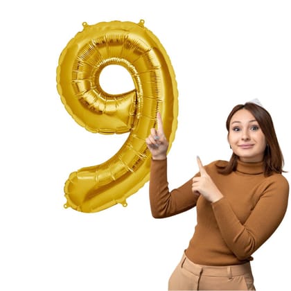Number 9 Golden Foil Balloon - Helium Quality - 40 inches - 1PC Number 9 Golden Foil Balloon - Helium Quality - 40 inches - 1PC