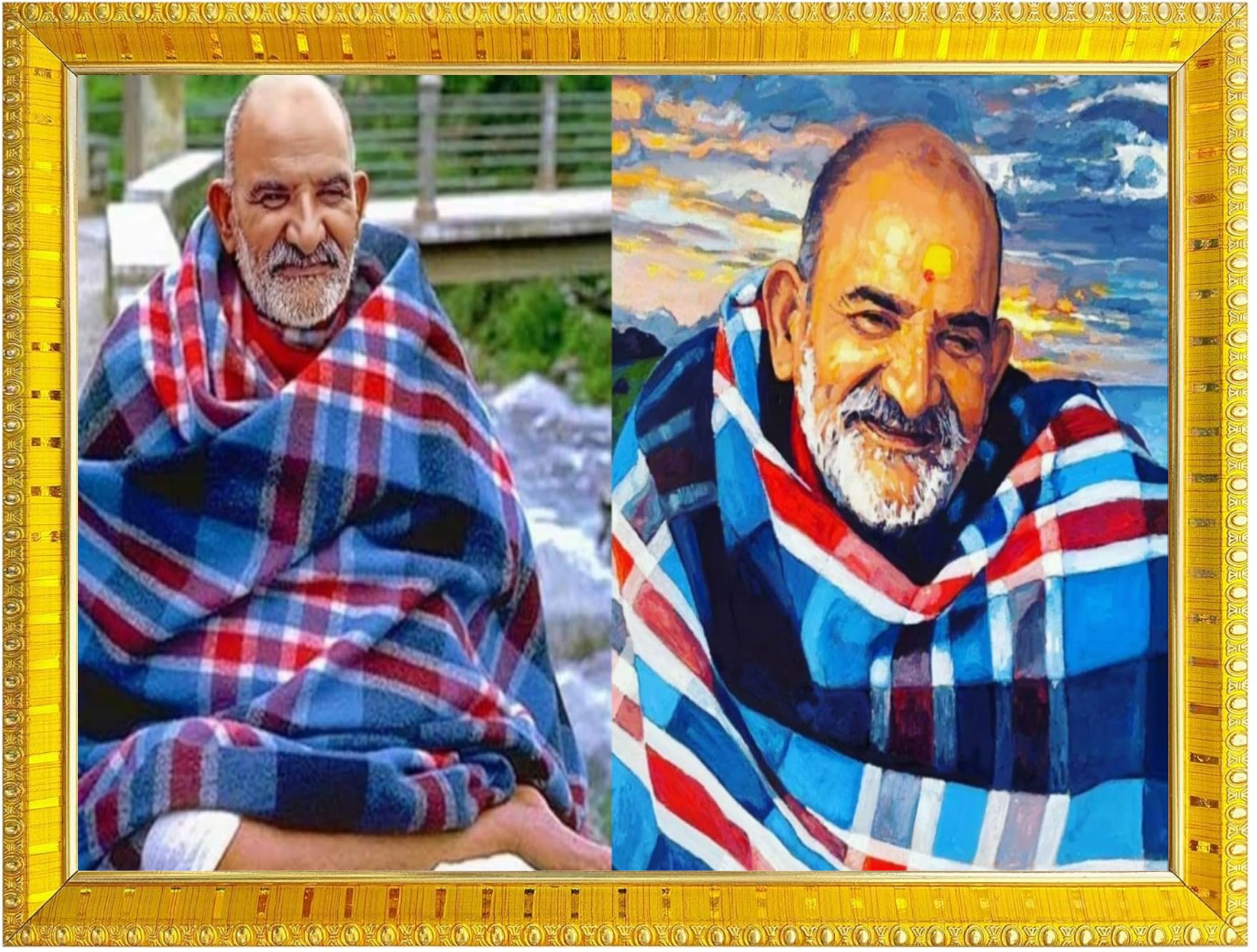 NOKKES Baba Neem Karoli Baba Neev Karori baba Photo Frames Religious Photo frame 5X7 Inch Photo Frame_W31