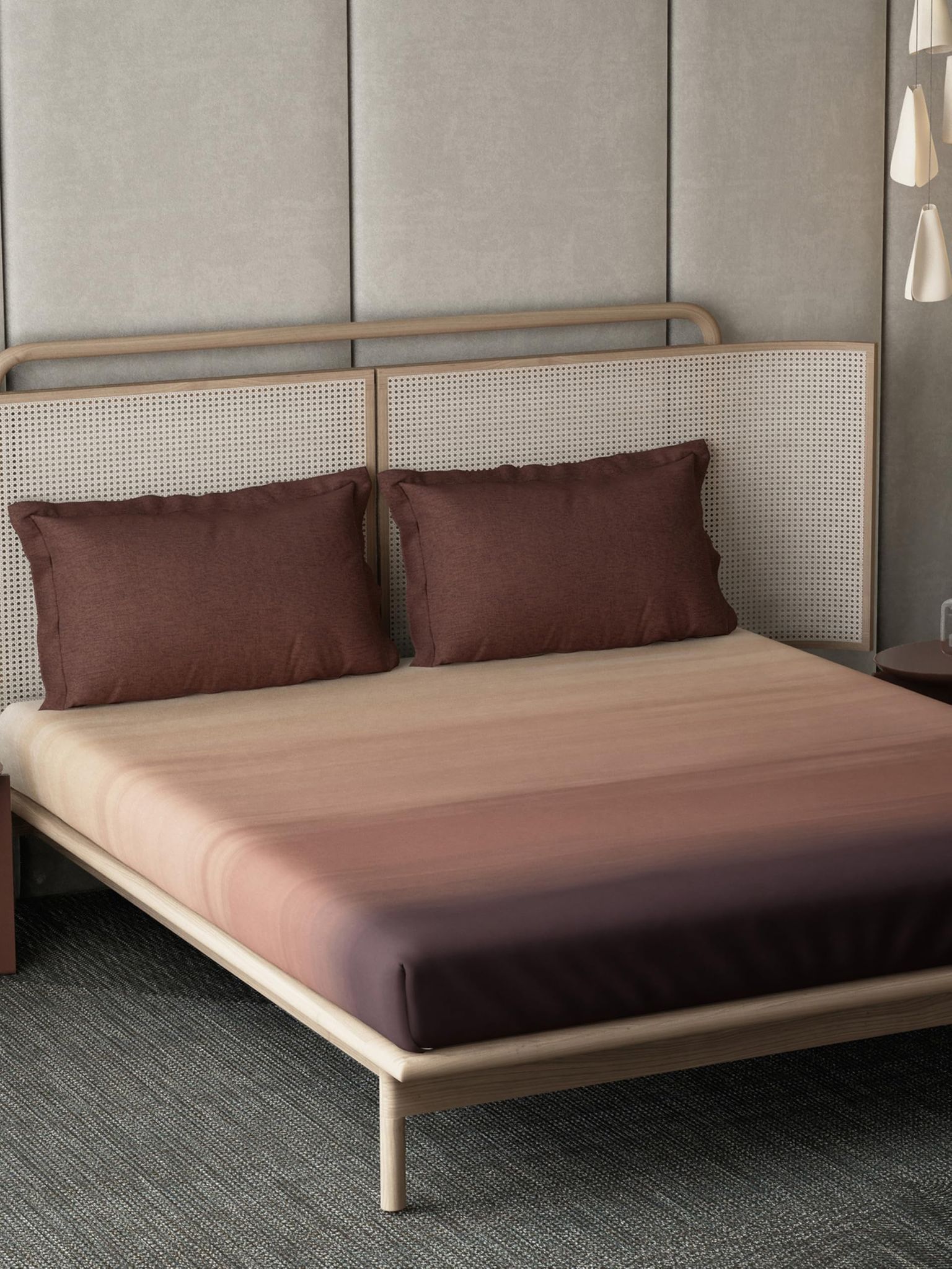 DDECOR - Esteem Ombre Collection 100% Cotton Contemporary Pattern 210TC Super King |274 CM X 274 CM| with 2 Pillow Covers - Brown