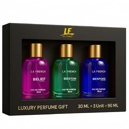 Man Perfume Gift Set 3 x 30 ml for Men | with Belief Bestow Bespoke Perfume | Woody, Citrusy Long Lasting EDP Fragrance Scent Best Gift Hamper Set for Men