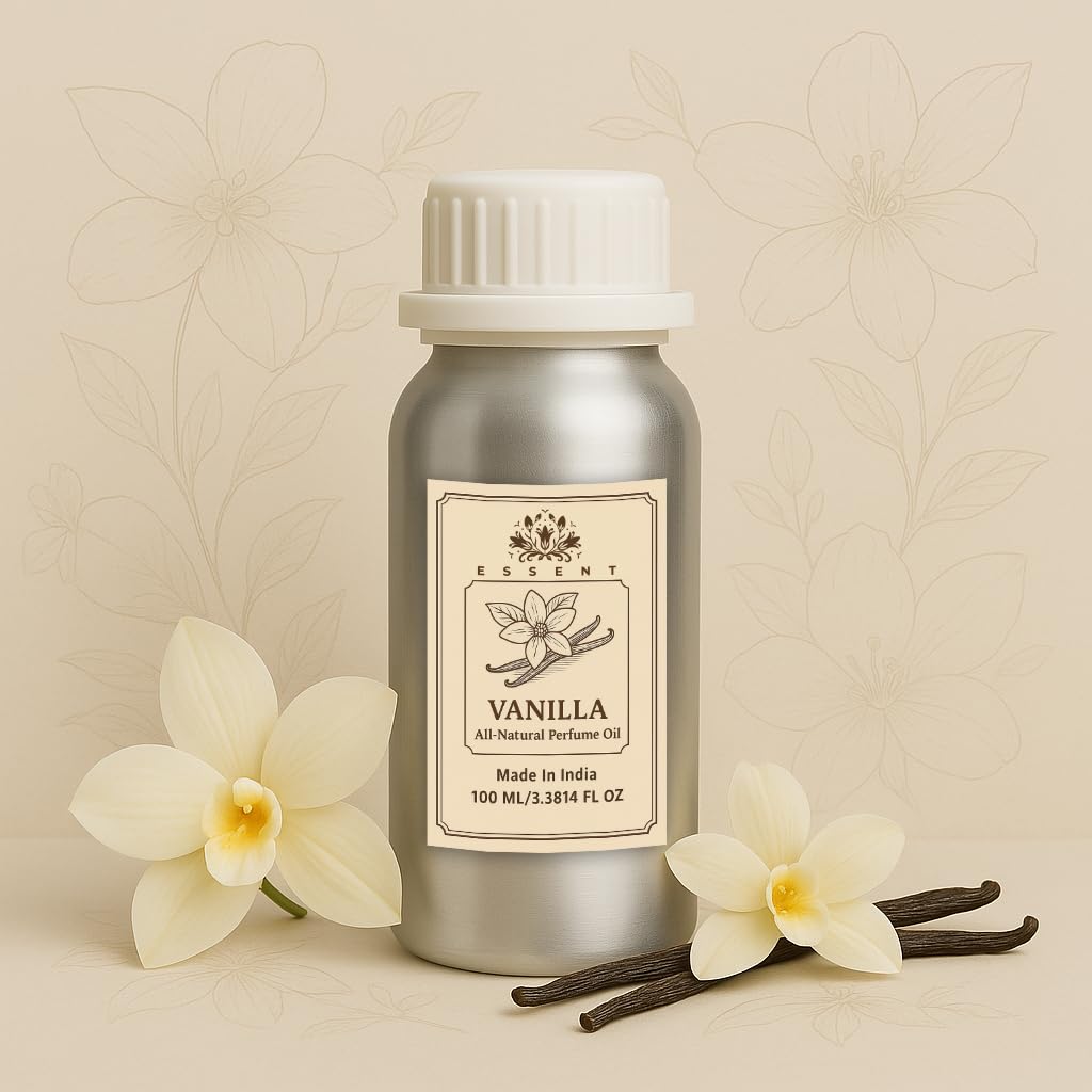 Essent Vanilla Unisex Roll-On Attar 3.38 fl. oz. (100 ml) | Long-Lasting Natural Fragrance |Premium Vetiver Scent| Alcohol-Free Perfume Oil