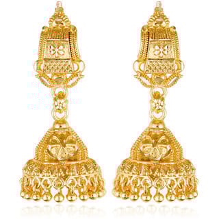 South Screw back alloy Gold plated Jhumki, Jhumka, Jhumkas Earring for Women and Girls[VFJ1488ERG]