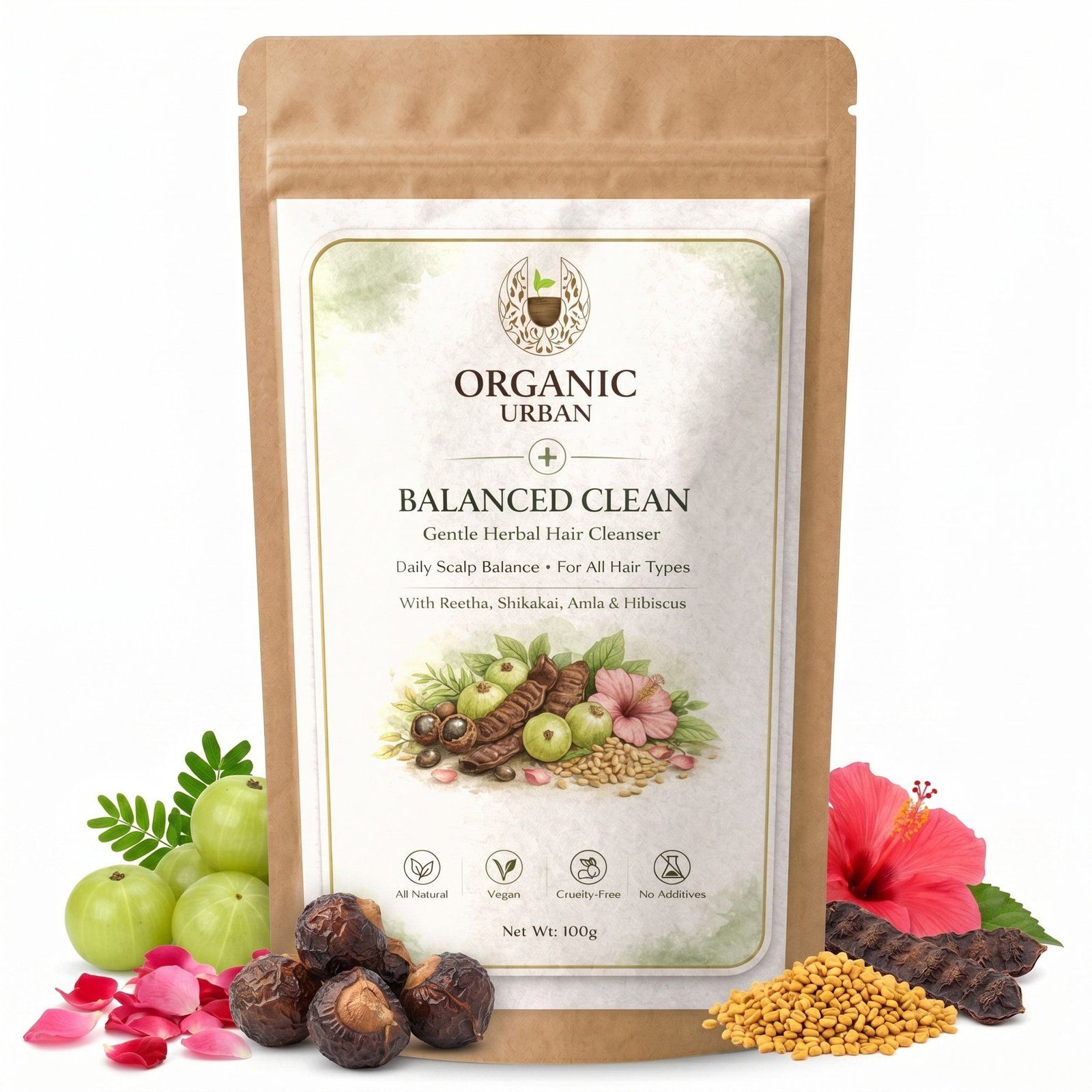 Organic Urban Balanced Clean | Herbal Hair Wash Powder | 100 g