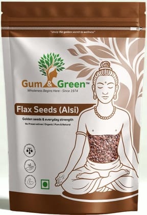 Gum & Green Premium Flax Seeds (Alsi) | 100% Natural & Raw | Rich in Omega-3, Fibre & Plant Protein | Supports Heart & Digestive Health