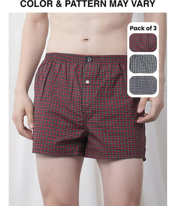Dollar Pack of 3 Cotton Boxers For Men's ( Assorted 7 )