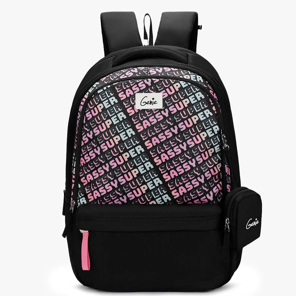 Genie Sass 36L Laptop Backpack with Raincover with Raincover Black