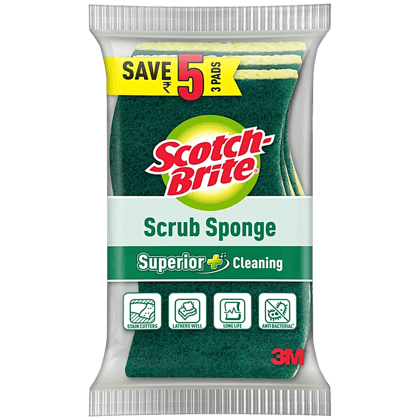 Scotch Brite Scrub Sponge, Utensil Sponge Scrubber For Dishwash Cleaning, 2 Pcs Scotch Brite Scrub Sponge, Utensil Sponge Scrubber For Dishwash Cleaning, 2 Pcs