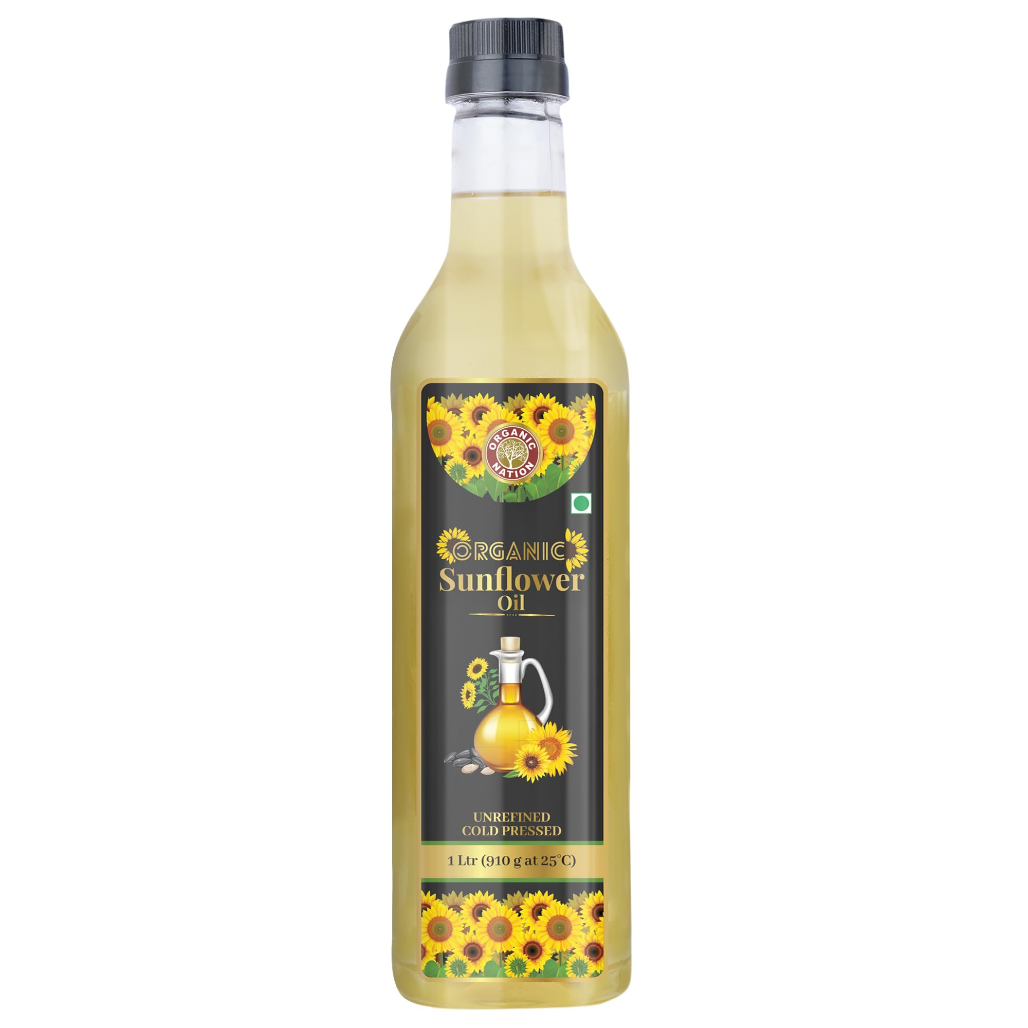 Organic Nation Sunflower Oil 1 Ltr | Cold Pressed | 100% Pure & Natural | No Chemicals | Ideal for Cooking, Frying & Baking
