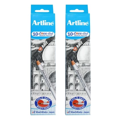 Artline Love Art Sketch Pencils 10B Set Of 10 in Quantity 2 | Ideal For Create Deep, Velvety Black Lines And Intense, Smooth Shading