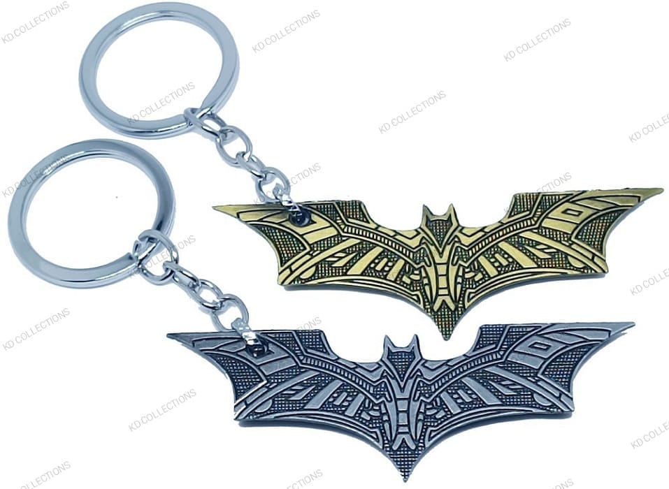 KD COLLECTIONS Batman Keychain For Bike & Cars Combo – Golden Grey Color – Pack Of 2 Keychains