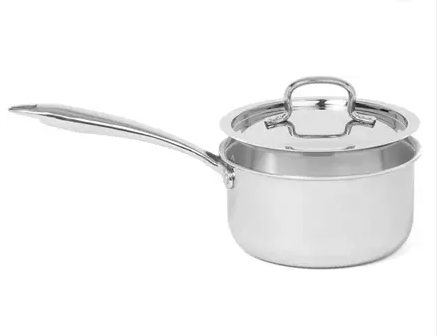 WEKTU Sauce Pan 14 cm Diameter With Lid 1.1 L capacity (Triply, Non-stick, Induction Bottom)