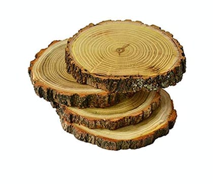 Sahaj Hast Natural Wooden 4" Coasters  Set of 4 (Round)