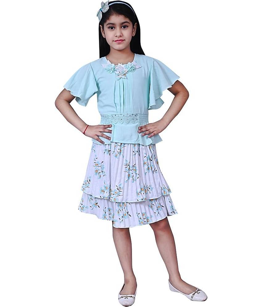 Arshia Fashions Pack of 1 Girls Polyester Top With Skirt ( Blue )