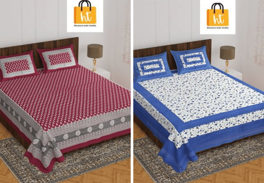 2201-Hometrade India- Standard Double Size (90*100 in )-Combo Double Bedsheet