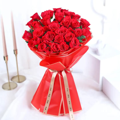 Eternal Bloom Of Red Roses Bouquet