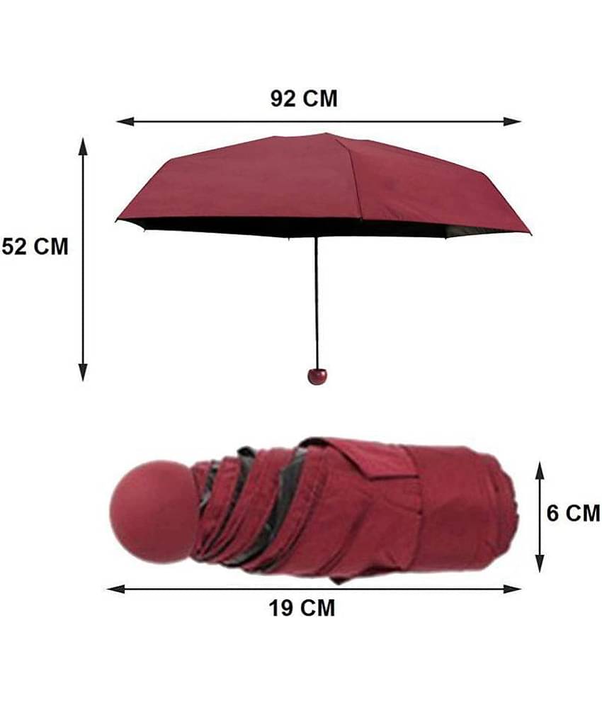 Capsule Mini Travel Umbrella 4 fold Compact Umbrella Umbrella( Maroon)