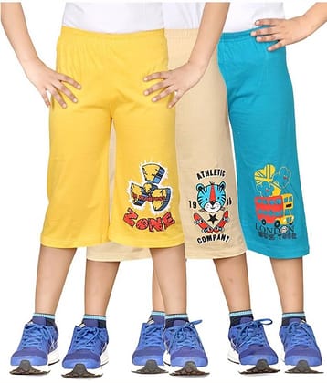 Dongli Pack of 3 Cotton Three-Fourth For Boys ( Multi Color )