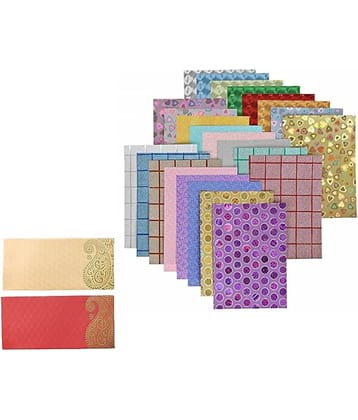 Eclet A4 Size 80 GSM Holographic Card Glitter Sheets and Designs - for Arts & Crafts, Scrapbooking, Paper Decorations and Other Activities. (Pack of 10) with Designer Shagun Lifafa/Money Gift Envelope
