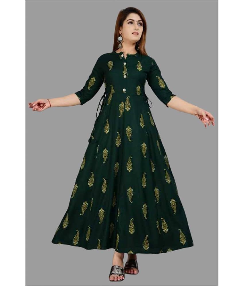 SIPET - Green Rayon Women's Anarkali Kurti ( Pack of 1 )