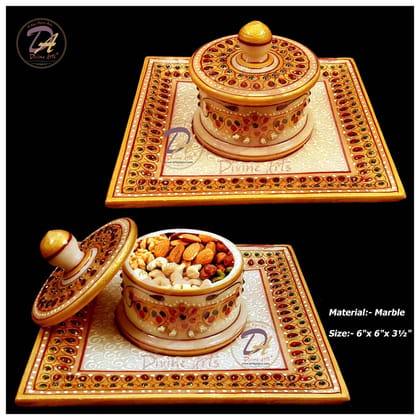 Marble Dry Fruit Box With Tray