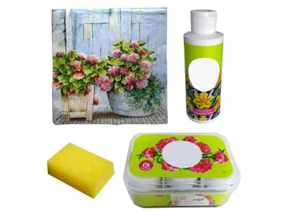 Decoupage Art on Round Tea Coasters With Stand  DIY Kit by Penkraft