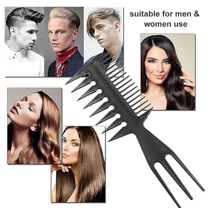 3-in-1 Plastic Detangling Hair Comb  Wide Tooth Comb, Anti-Static Hairdressing & Styling Tool (Pack of 1)