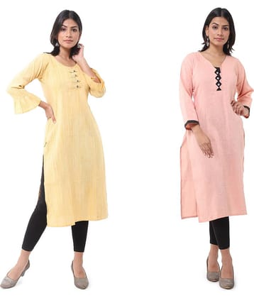 DESHBANDHU DBK - Multicolor Cotton Women's Straight Kurti ( Pack of 2 )