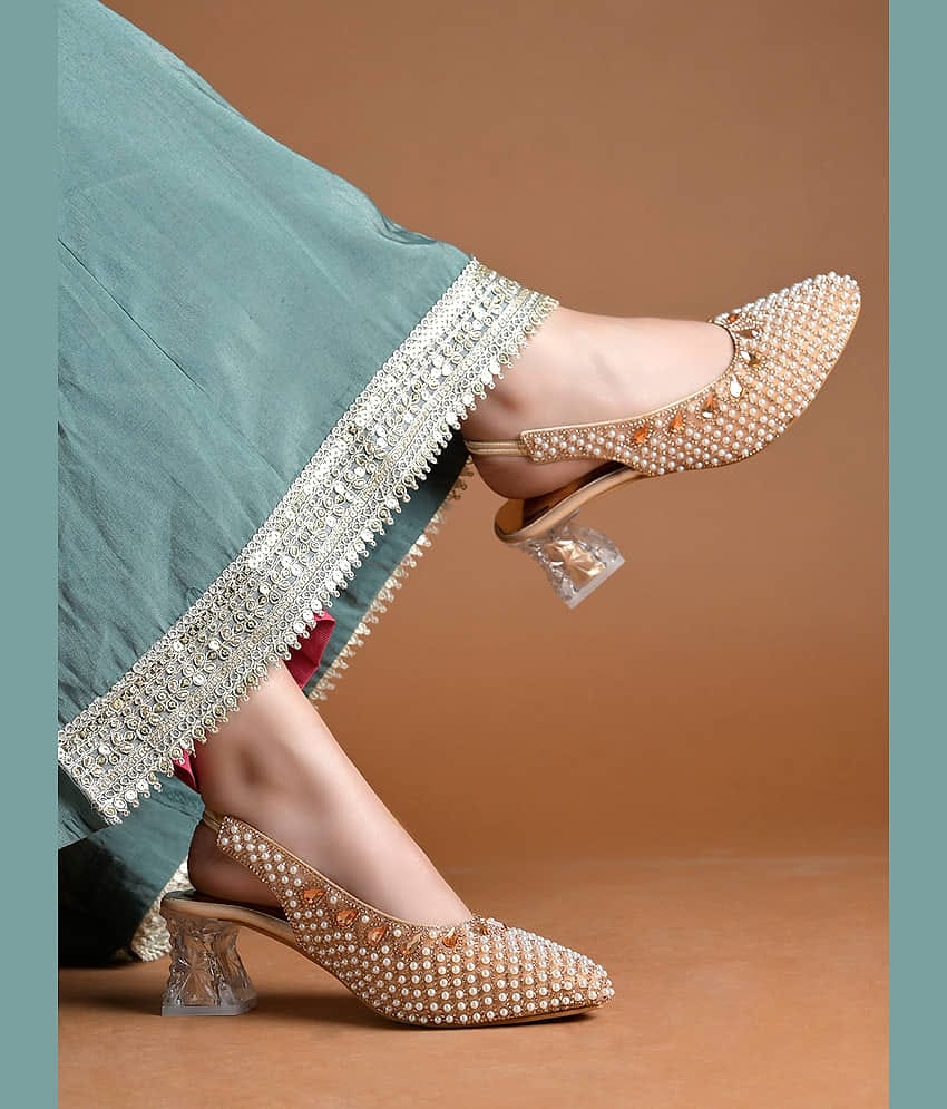 Shoetopia Gold Women's Pumps Heels