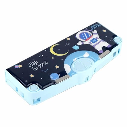 Multi-Functional Pencil Box For Kids, Space Pencil Box For Boys & Girls, Magnetic Pencil Box For Boys, Space Theme Gifts For Kids With Accessories. (Navy Blue Astronaut)