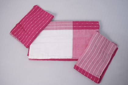 Rose Pink Dobby Striped Double Bedsheet with Pillow Covers