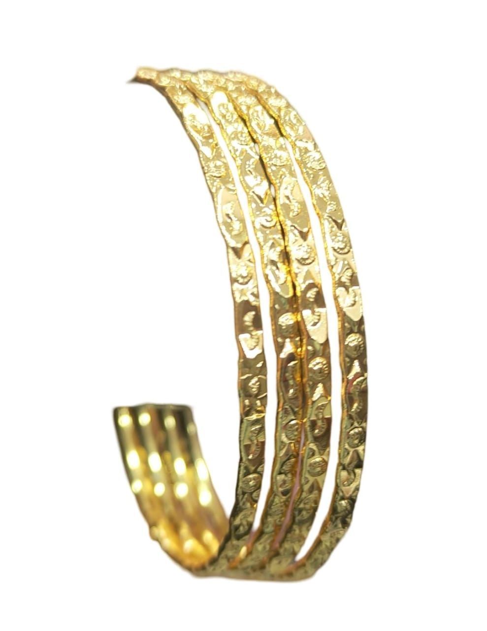 Gold Plated Textured Bangle Set of 4