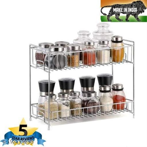 SALASAR Stainless Steel 2-Tier Kitchen Rack/Spice Shelf/Pantry Organizer