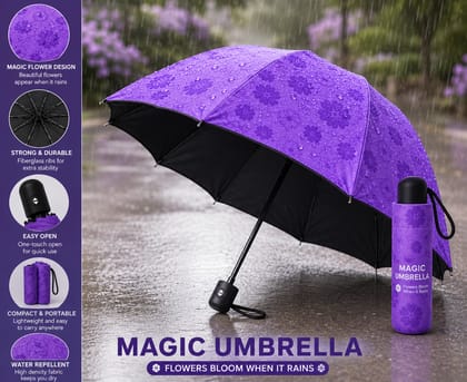 RainBloom Magic Umbrella is a unique color-changing umbrella that reveals beautiful floral patterns when it rains. Lightweight, compact, and stylish, it's the perfect blend of weather protection and magical design. RainBloom Magic Umbrella is a unique color-changing umbrella that reveals beautiful floral patterns when it rains. Lightweight, compact, and stylish, it's the perfect blend of weather protection and magical design.