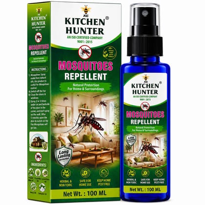 Kitchen Hunter Mosquito Repellent Spray 100ml for Home & Indoor Spaces | Easy-to-Use Household Spray