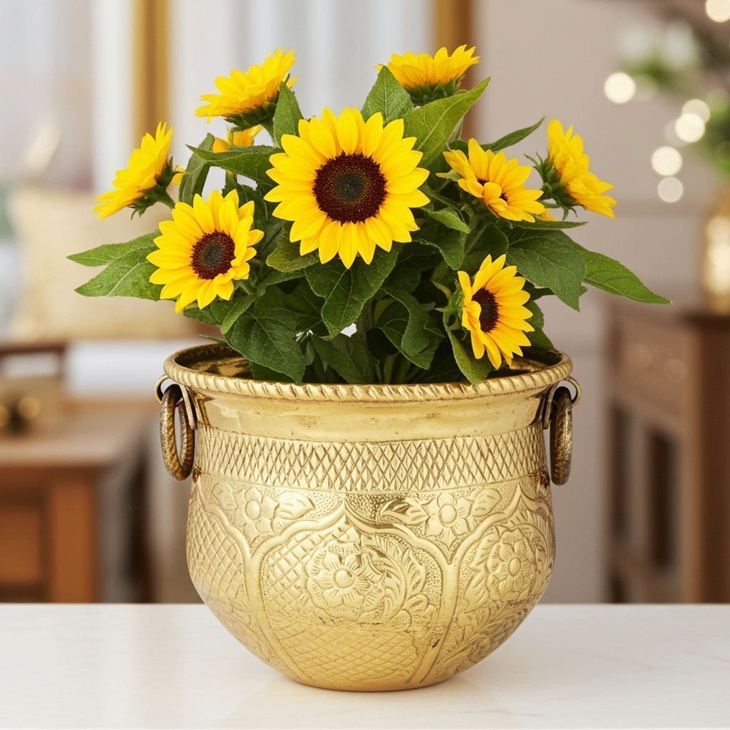 Brass Planter Pot � Classic Gamla for Home Decoration, Height : 14 Inch (FMAS615 B)