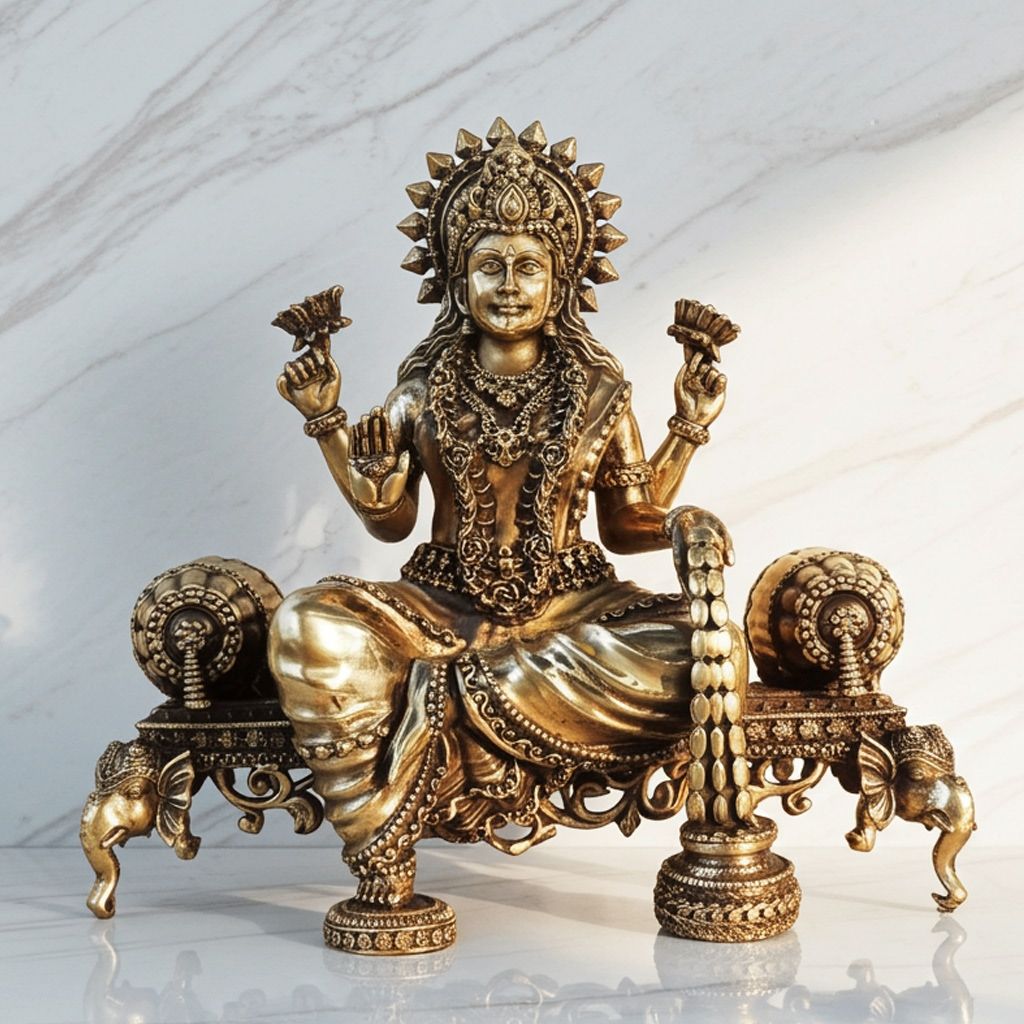 Brass Showpiece Laxmi Ji God Idol Statue, Made From Machine (BSMAS1805 L)