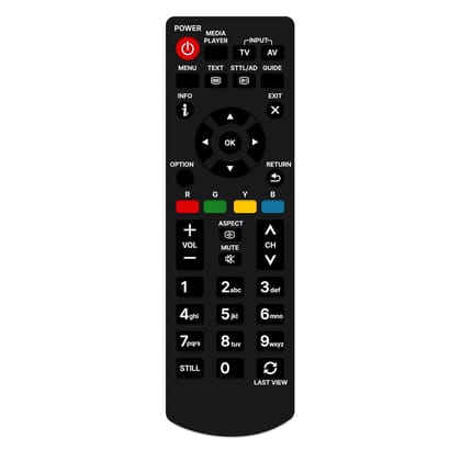 V3Deals Compatible Panasonic TV Remote Control with Media Player, Sttl/Ad, Guide & Aspect Buttons |Matches Every Button of Your Original Remote (Exactly Same Remote Will Work Only) (Panasonic 1728)