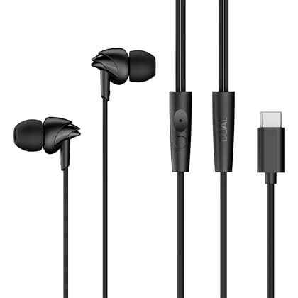 Boat 2025 Launch Bassheads 300C Wired Earphones,Type-C Jack, 10mm Drivers, Signature Sound, in-Line Microphone, Integrated Controls, Voice Assistant & 120cm Cable (Active Black)
