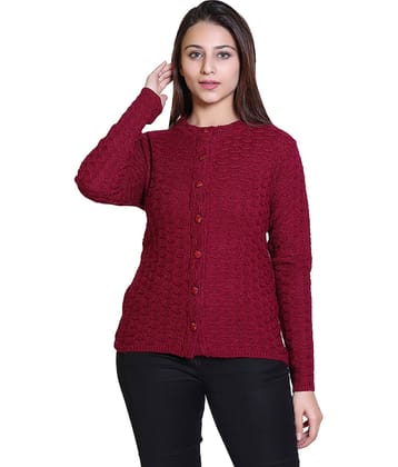 Varenyam Acrylic Purple Buttoned Cardigans -