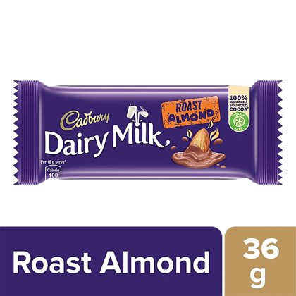 Cadbury Dairy Milk Roast Almond Chocolate Bar, 36 G Cadbury Dairy Milk Roast Almond Chocolate Bar, 36 G
