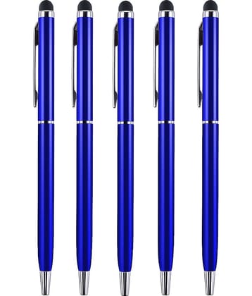 KK CROSI Sleek Design Pack of 5pcs Blue Colour Metal Pen with Stylus for Touch Screen Multi-function Pen  (Pack of 5, Blue Ink)