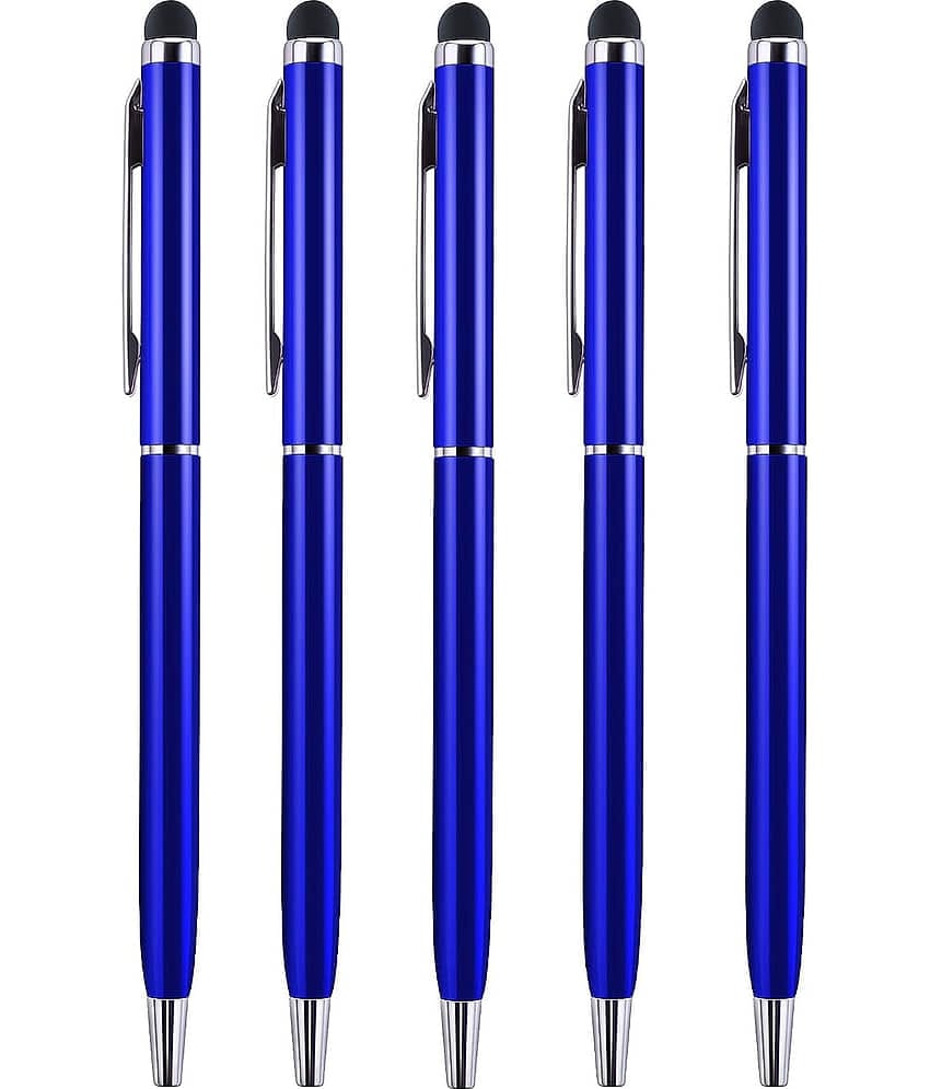 KK CROSI Sleek Design Pack of 5pcs Blue Colour Metal Pen with Stylus for Touch Screen Multi-function Pen  (Pack of 5, Blue Ink)