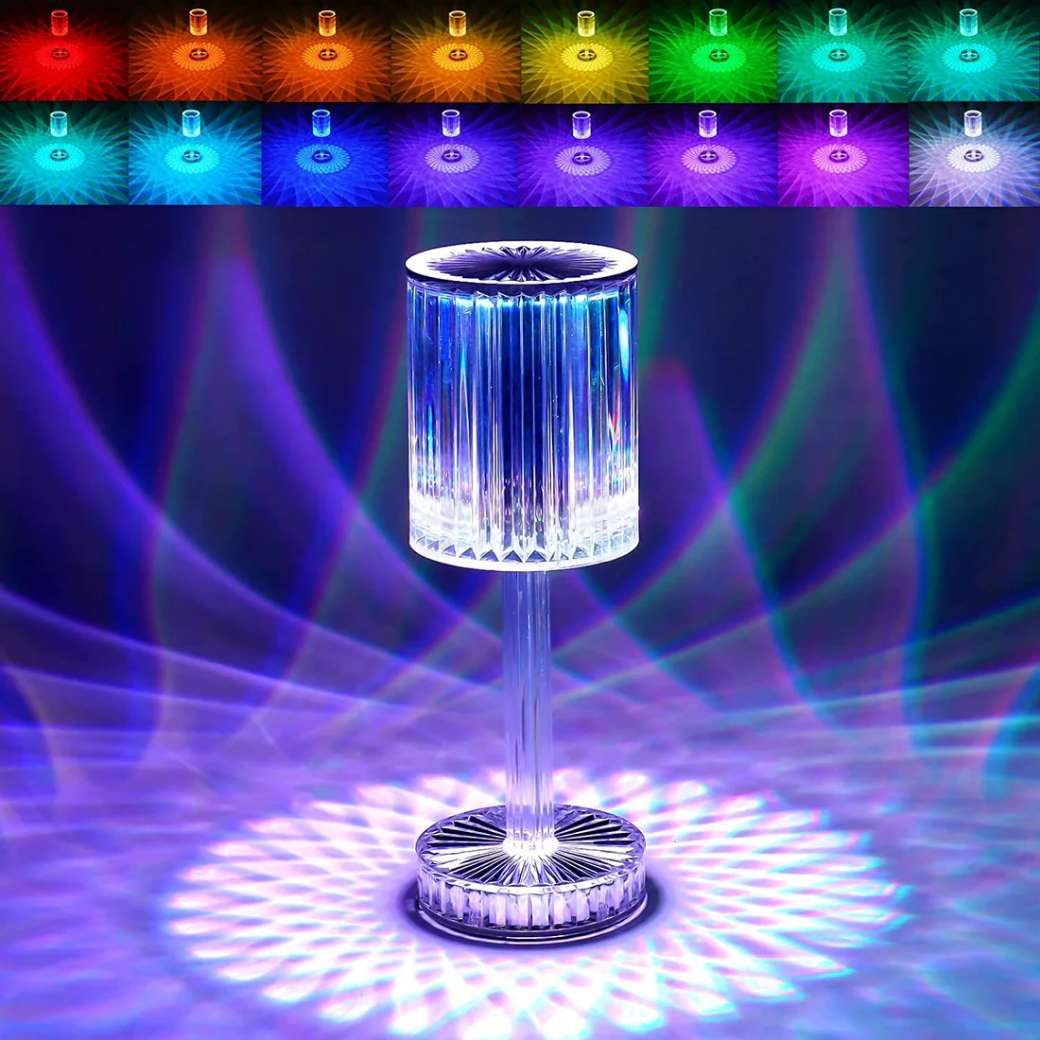 Crystal Table Lamp ,Touch Control Atmosphere Nightstand Lamp USB Charging Line