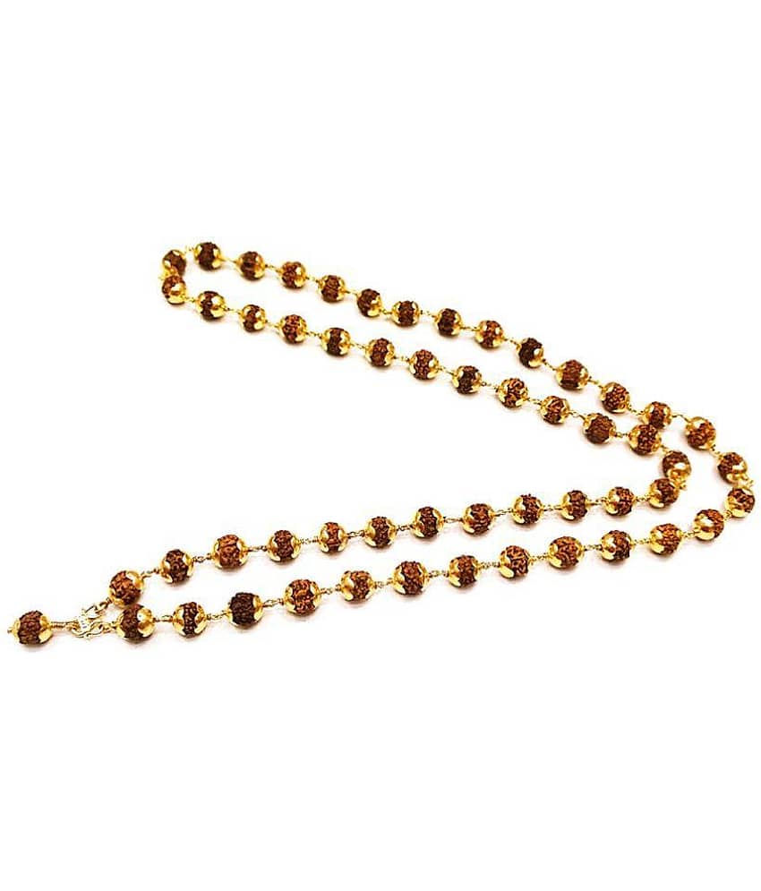 RUDRA'S Rudraksha Gold Plated Cap Mala (50+1) Bead